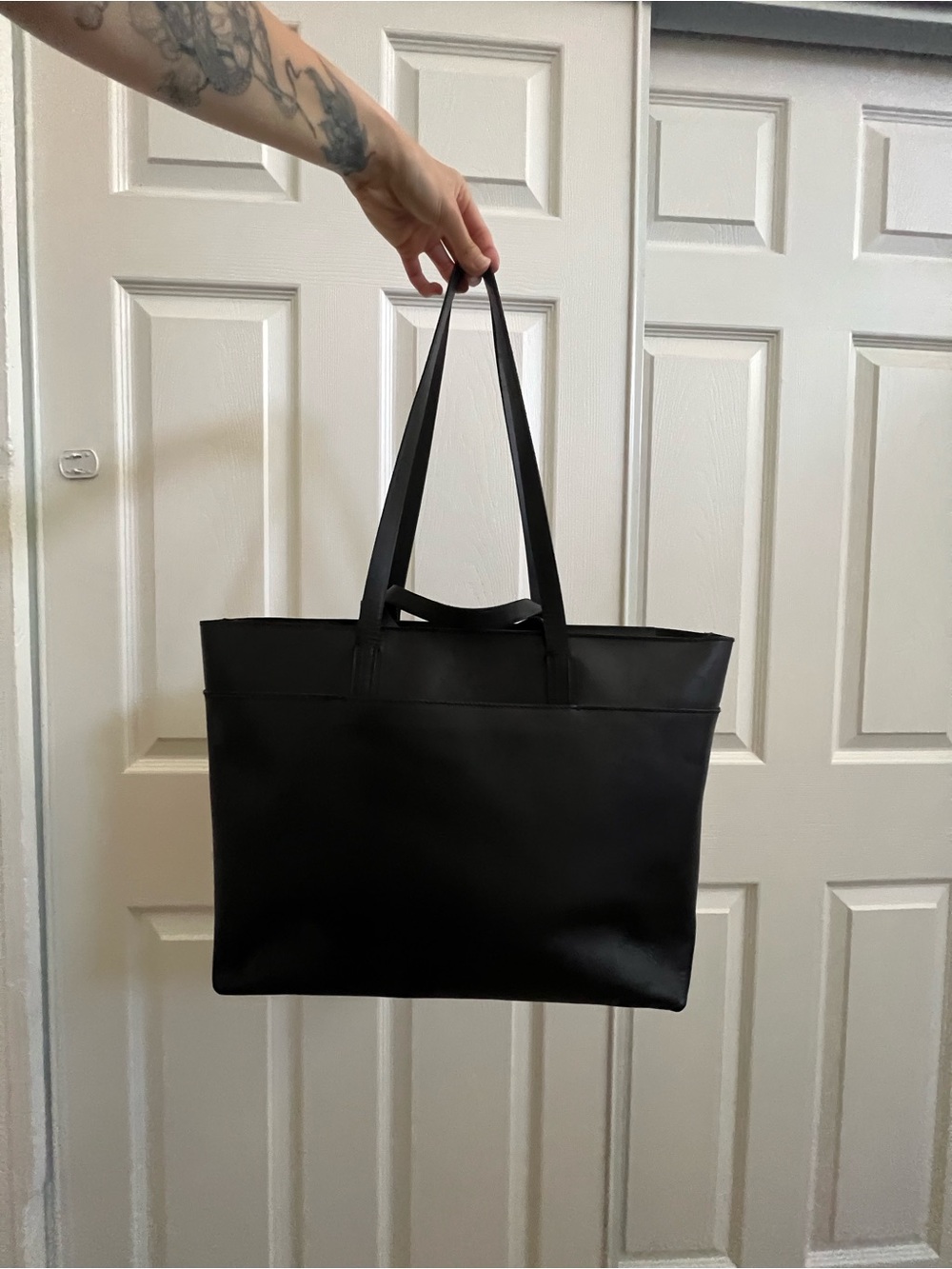 Madewell Black Leather Tote Bag